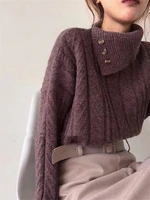 turtleneck new winter sweater women pullover girls tops knitting vintage oversize autumn female knitted outerwear warm sweaters