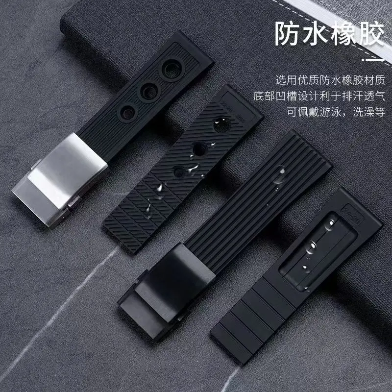 Alternative Rubber Watch Strap For Breitling Super Ocean Avengers Blackbird 22/24mm Silicone Rubber Watch Strap