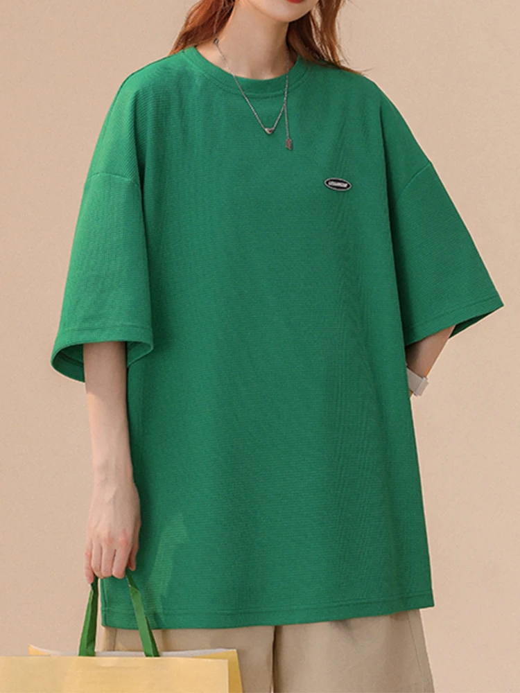 

Summer T Shirts Women Casual Loose Short Sleeve T-shirts Female Solid Oversized Top Tee