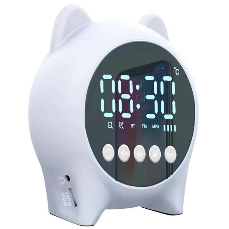 

Bluetooth динамик, мини портативный динамик с временем, двойным будильником и дисплеем температуры