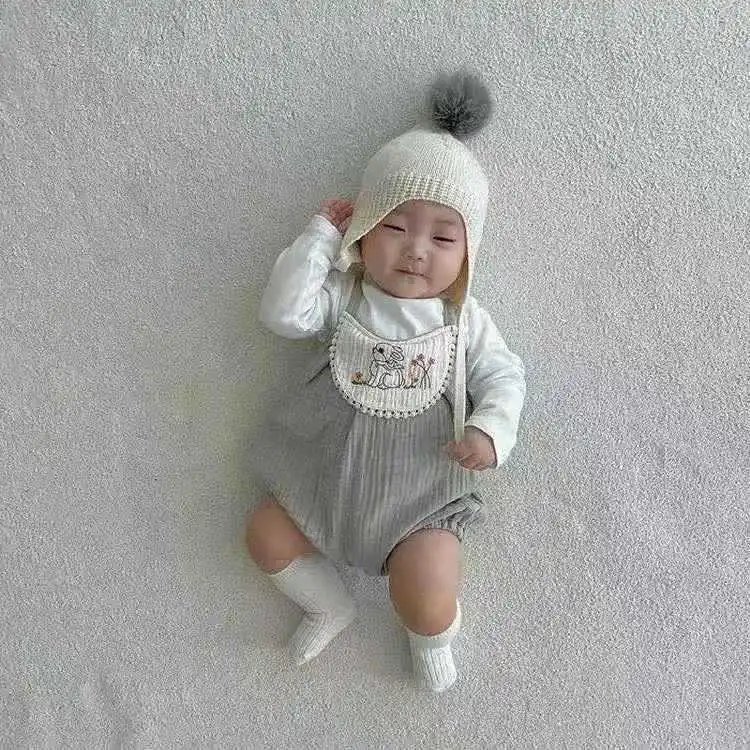 2022 Spring New Baby Girl Bodysuit Fashion Flower Embroidery Infant Girls Summer Sleeveless Cotton Linen Jumpsuit Clothes 0-24M