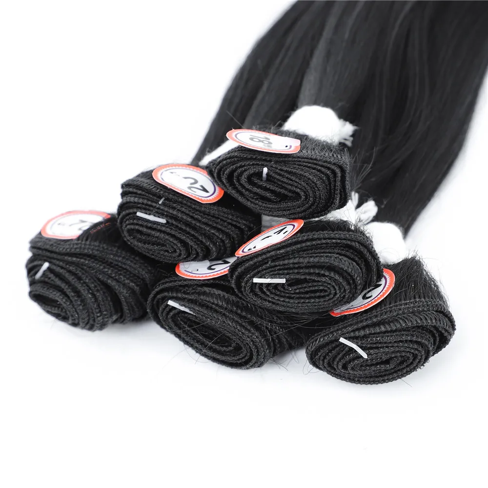 Synthetic Lace Closure Weaving Bundles Hair Ombre Red Bundles SOKU Nature Straight Hair Extensions With Lace Closure 6 Bundles