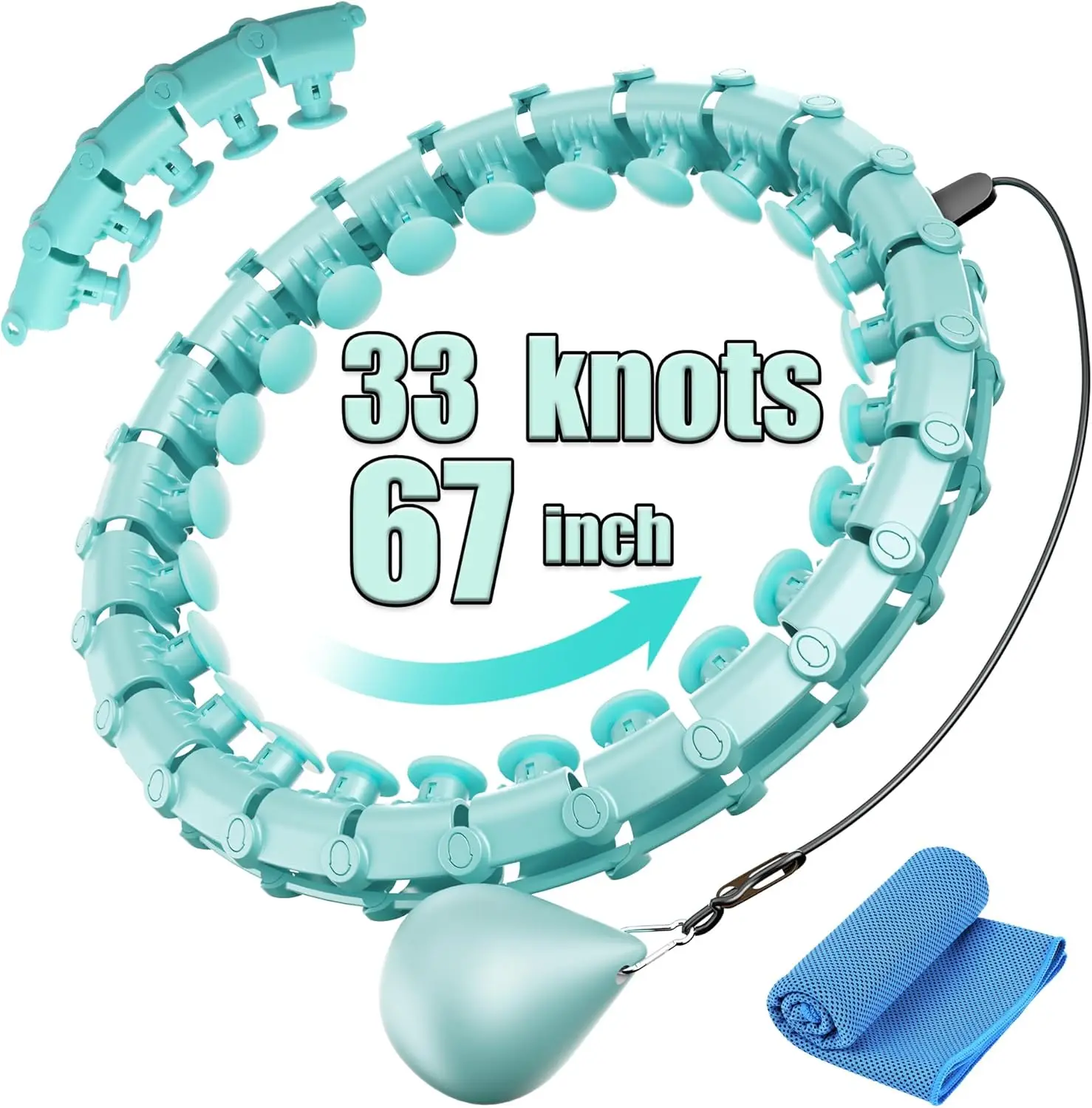 Фото Coolboss Weighted Workout Hula Circle 33 Knots Infinity Hoola Fit Hoop Plus Size для похудения взрослых - Smart Exercise Waist Ri №1