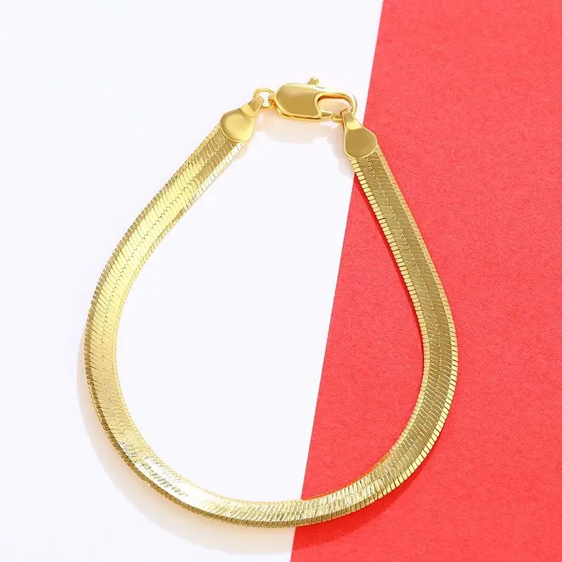 XP Jewelry-( 19 см x 5 мм) змеиная цепочка браслеты для женщин мужчин чистый золотой цвет |