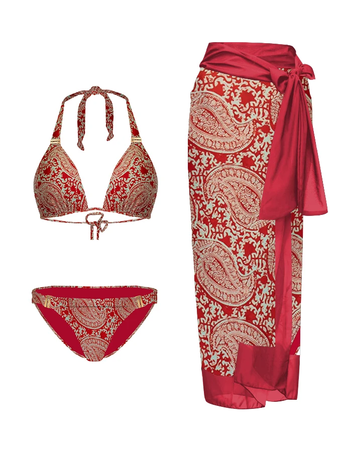 

Сплошной купальник с винтажным принтом и накидкой