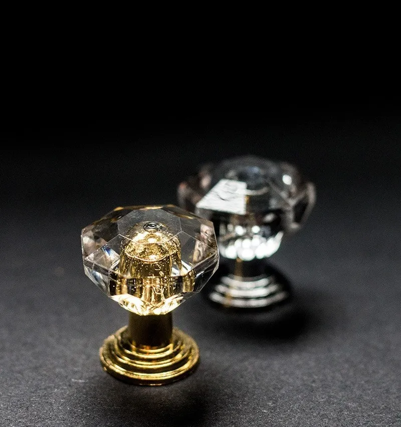 

10pcs/set Drawer Furniture Knob Pull Handle Use for Knob Cupboard Cabinet Drawer Fittings Gold Diamond Crystal Shape Acrylic