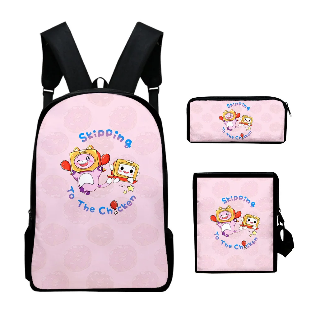 

New Game LankyBox Printed Backpack for Elementary and Middle School Students Color Printed Three-piece Bag Fashion Men and Women