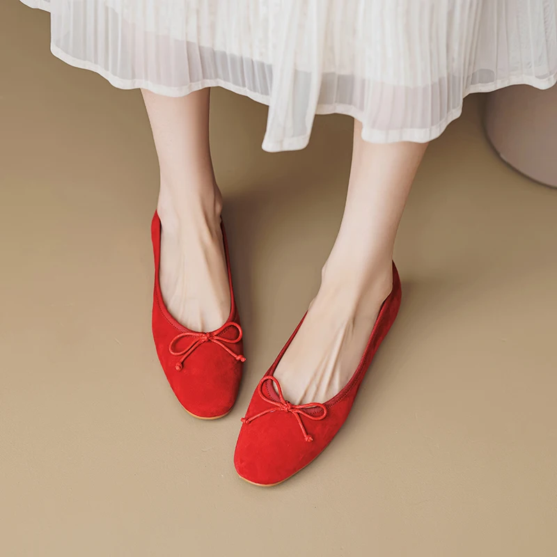 Женские туфли с бантом-бабочкой QUTAA розовые повседневные из натуральной кожи на