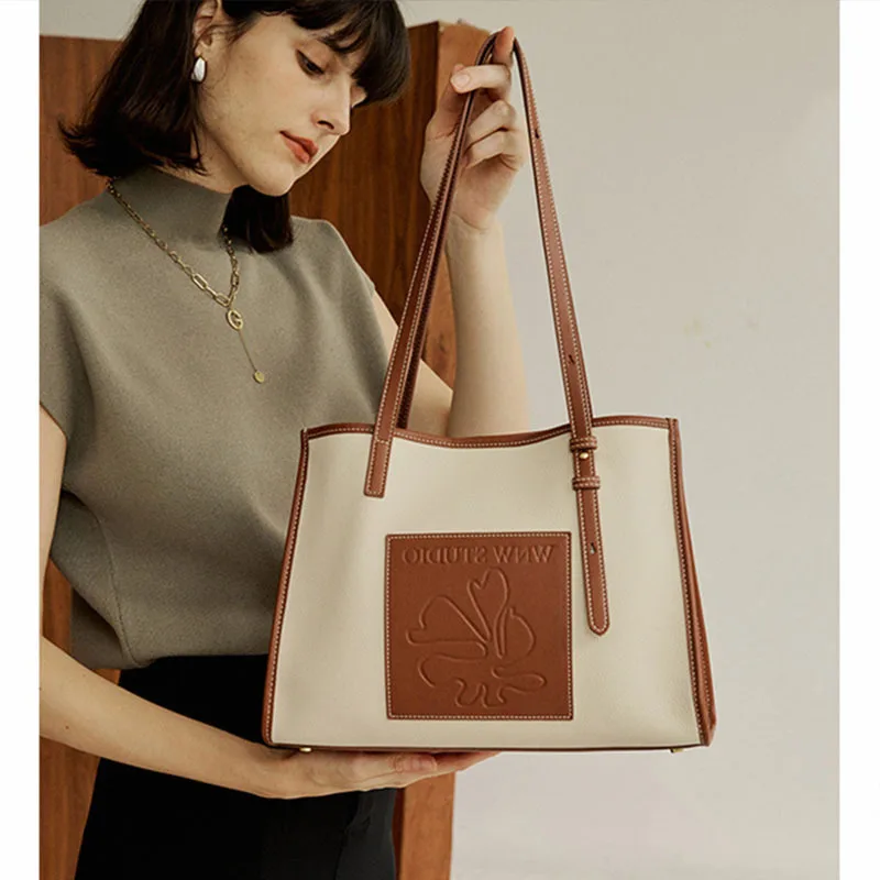 Women Luxury Bag Casual Tote Female Fashion Handbag Lady Popular Soft Cowhide Genuine Leather Shoulder Bag Inclined Shoulder Bag