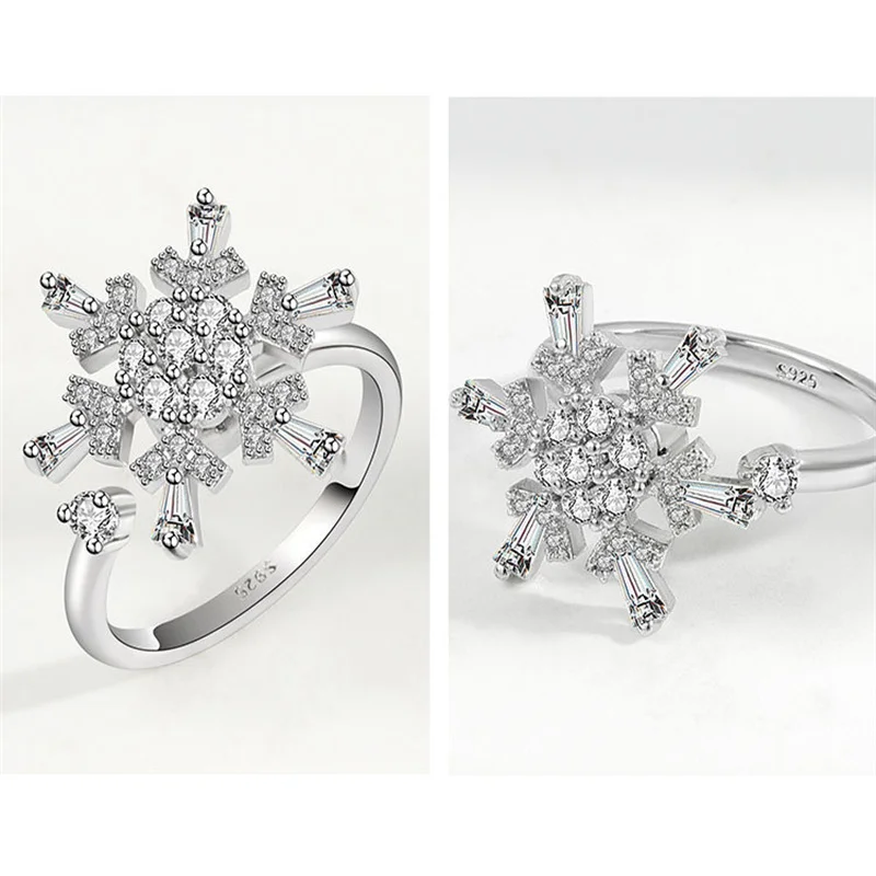 

1pcs Snowflake Rotating Ring Open Ring Christmas gift Christmas snowflakes Valentine's Day Gift Rotating Ring
