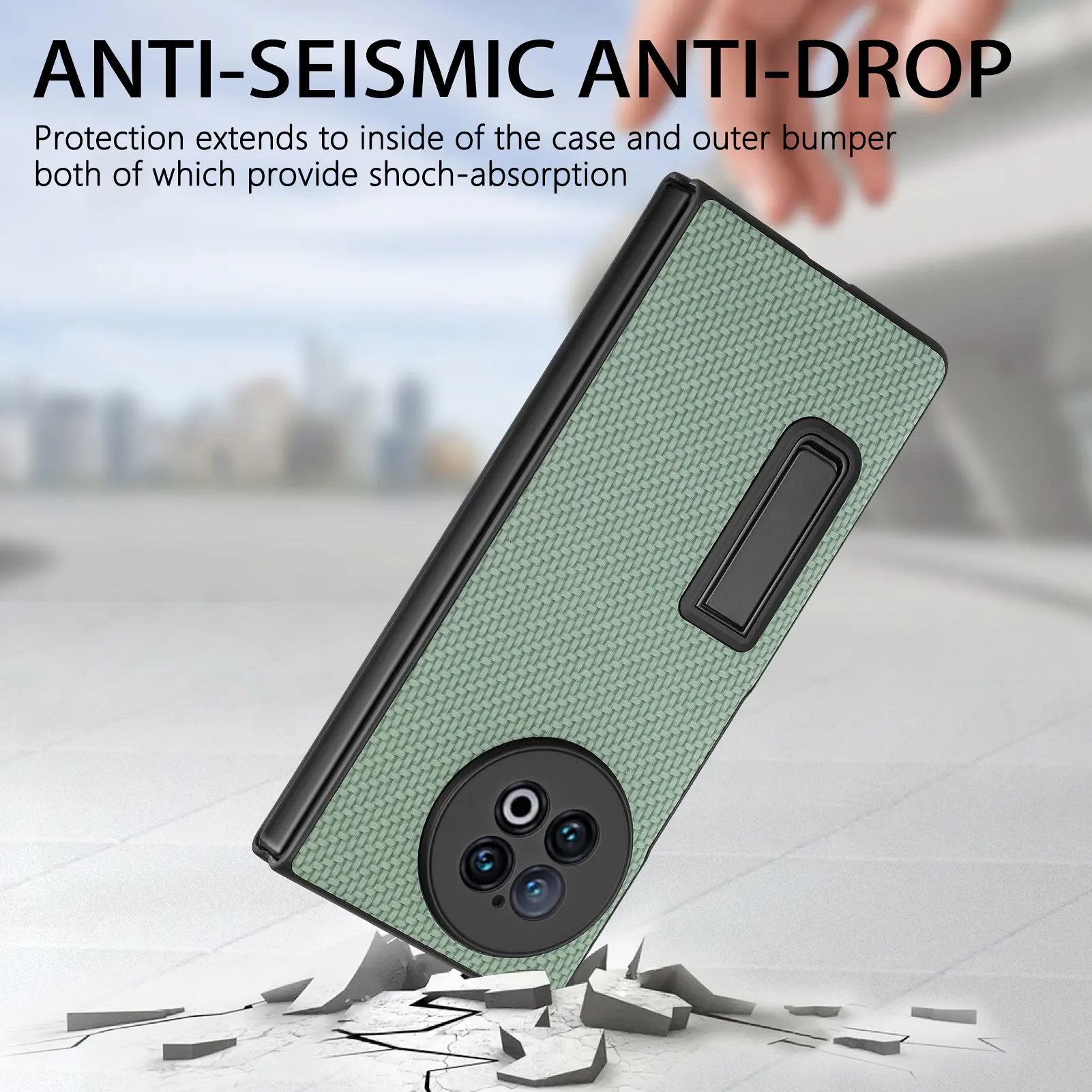 Fiber Pattern Phone Funda for ViVo X Fold 2 Case Precision Hole Full Protect Stand Shockproof Cover with Protective Film Screen