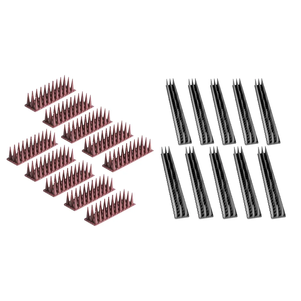 

10 Pieces Animal Deterrent Climb Strips Replacement Courtyard Backyard Farm Spike Fence Security Accessory Brown