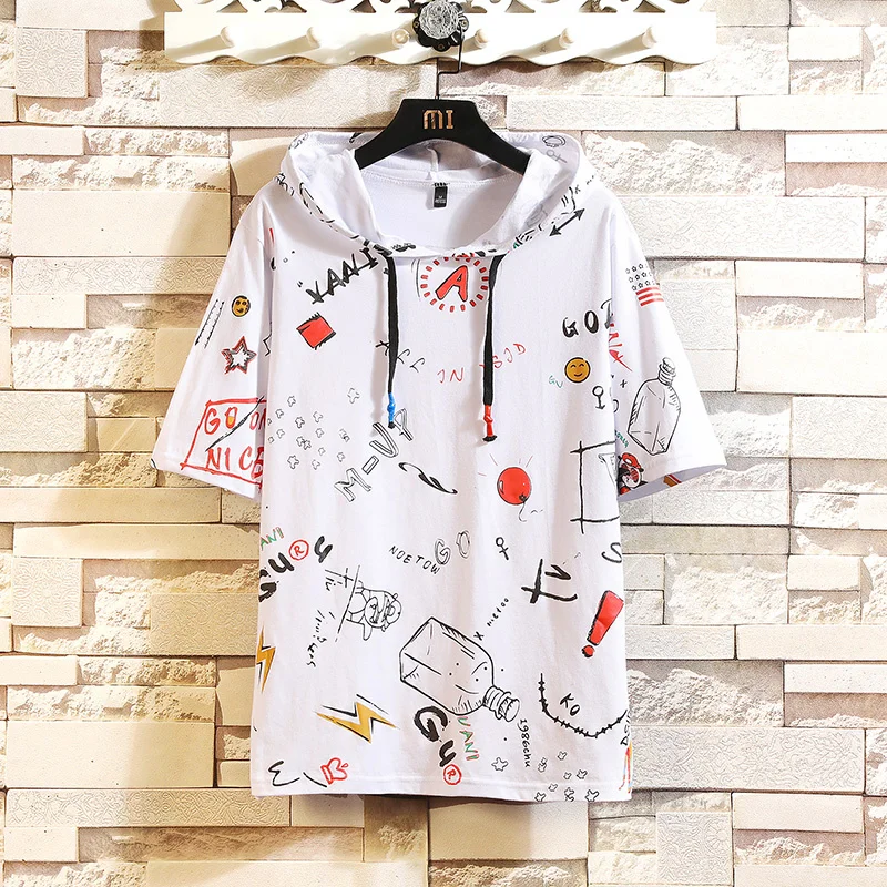 

Мужская толстовка с коротким рукавом, с принтом, в стиле Харадзюку