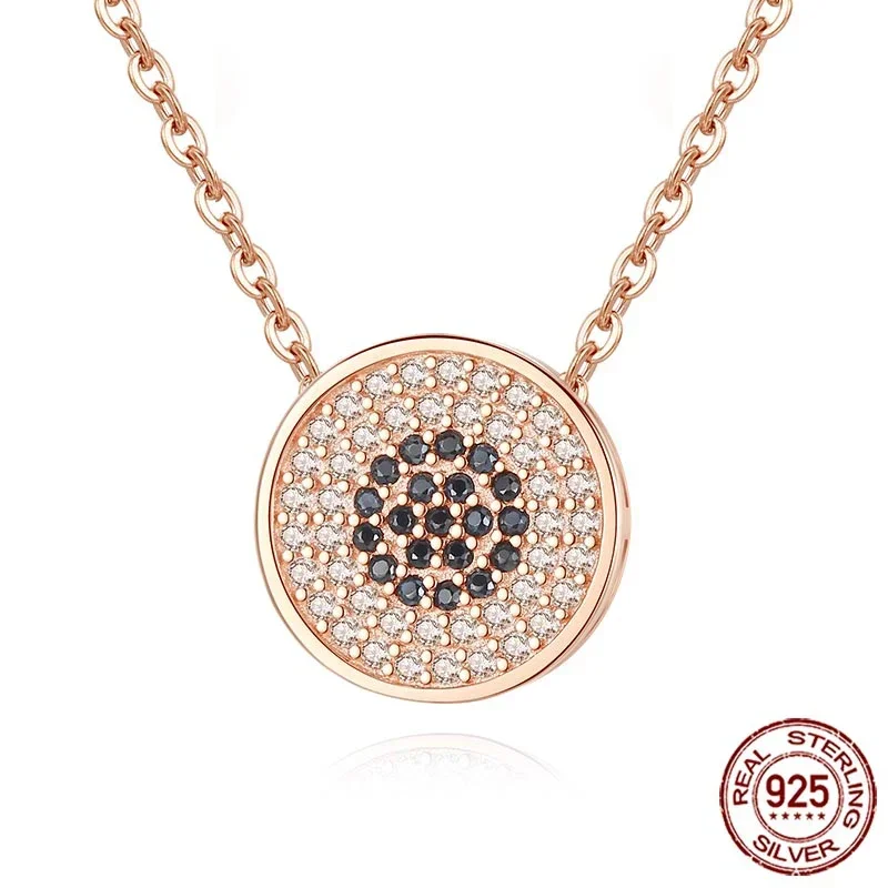 Фото Кулон-оберег TONGZHE Lucky Evil Eye из стерлингового серебра 925 пробы с турецким глазом и черными камнями, ювелирное украшение для женщин, ангелы №2