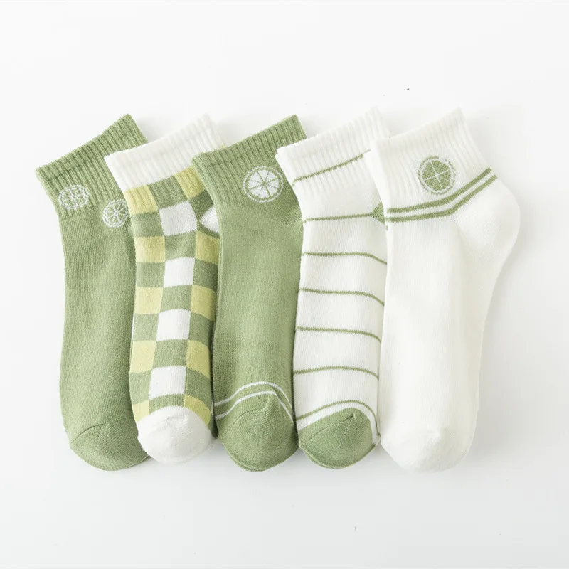 5Pairs/lot Women Socks Sets Elegant Low Tube Breathable Casual Cotton Short Kawaii Cute Designer Socks