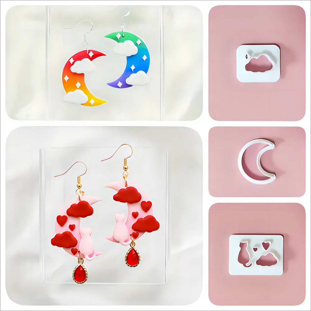 

New Earrings Polymer Clay Moulding Rabbit/Starry Sky/Moonlight Moon Soft Clay Knife DIY Earrings Jewelry Pendant Making Clay Too