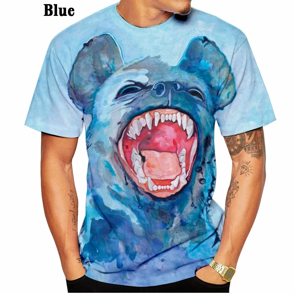 Мужская и женская летняя футболка свободная дышащая удобная с 3D принтом Hyena
