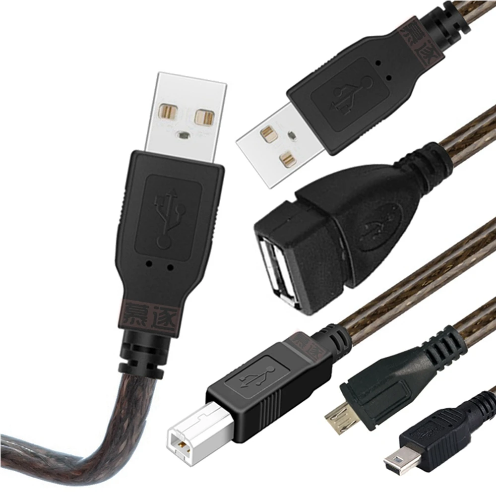 USB 2.0 Type A Plug to Plug/Micro/Mini 5P USB/B Male Кабель M/M с двойным экранированием (филь: плетеный)