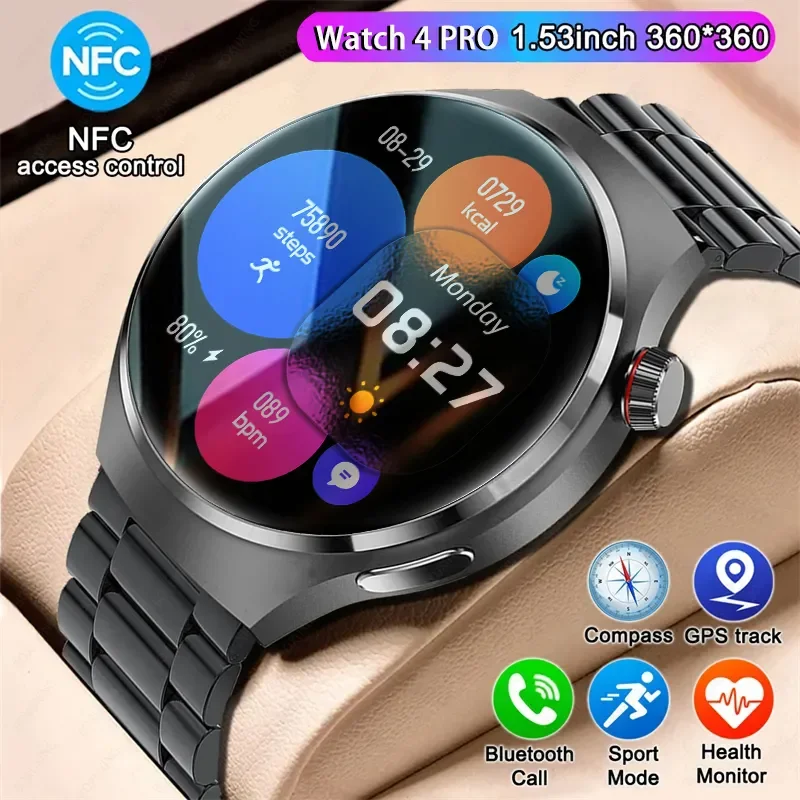 

For Huawei GT4 Pro Smart Watch Men NFC GPS Tracker 360*360 HD Screen Blood Sugar SmartWatch 2023 New Bluetooth Call Watch 4 Pro