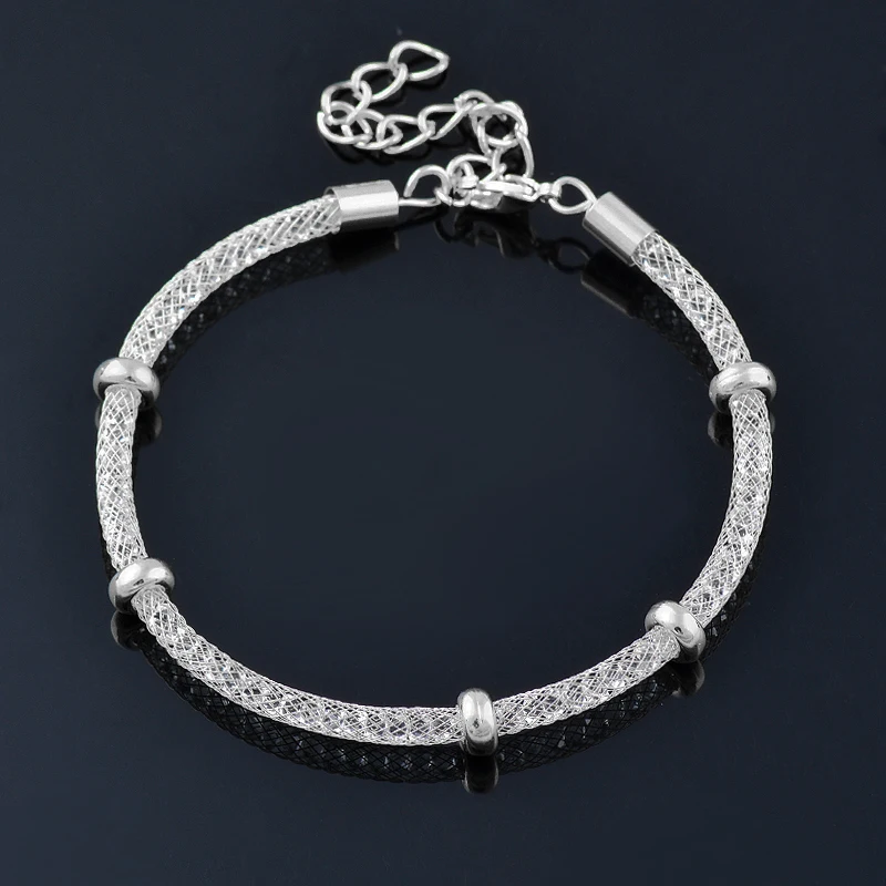

LEEKER Trend Mesh Bracelet For Women Rose Gold Silver Color Adjustable Open Bangle Fashion jewelry 2022 New Arrival 026 LK6