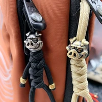white pig brass knife beads key ring pendants vintage silvery pig rope bead paracord car accessories