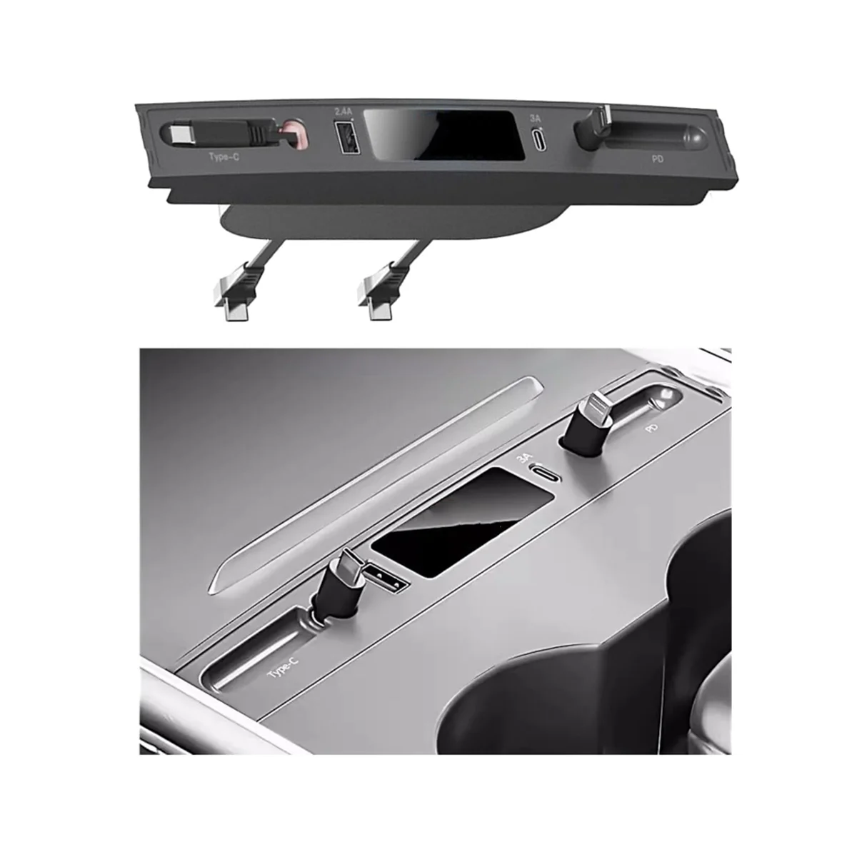 USB-Док-станция телескопическая для Tesla Model 3 Y 2021-2023 18 Вт