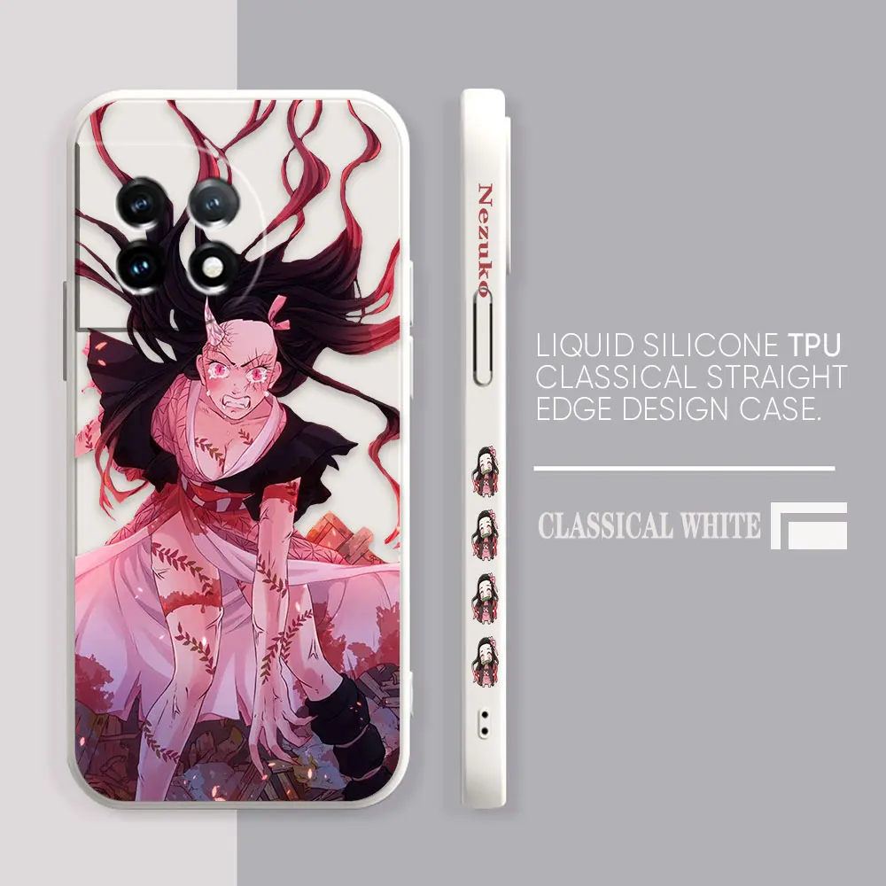 Phone Case For Oneplus 11 10 9 9R 9RT 8 8T 7 7T 5 5T 6 ACE 2 2V NORD Pro Liquid Case Cover Funda Cqoue Shell Demon Slayer Nezuko