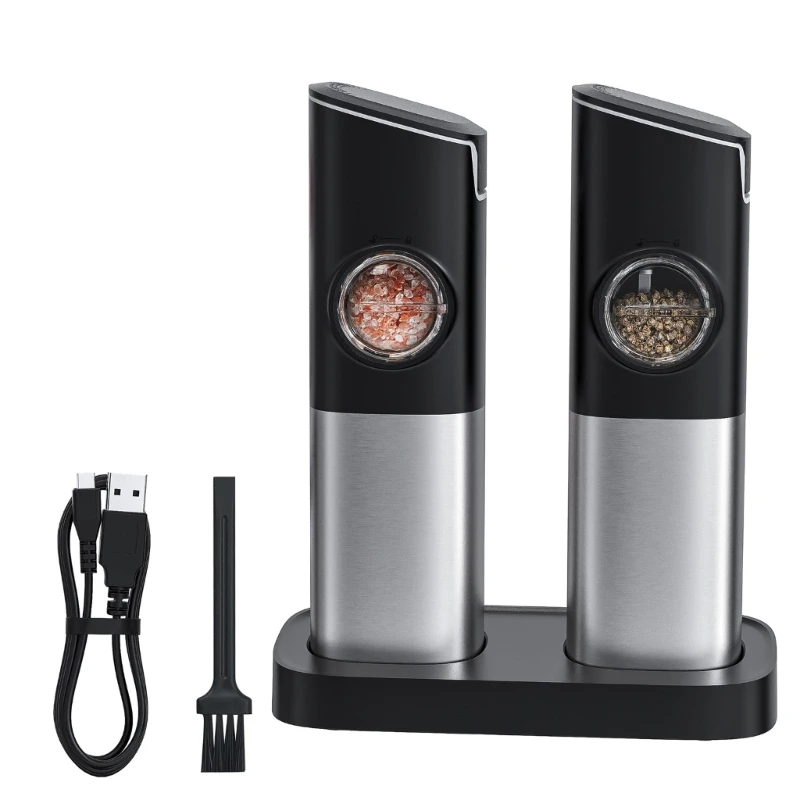 

Electric Salt and Pepper Grinder Set with Charging Base Adjustable Coarseness