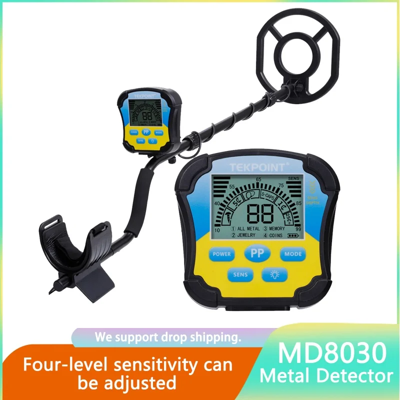 

MD8030 Водонепроницаемый Регулируемый точечный металлоискатель с большим ЖК-дисплеем, 4 функции обнаружения 10 дюймов; Водонепроницаемая катушка для поиска