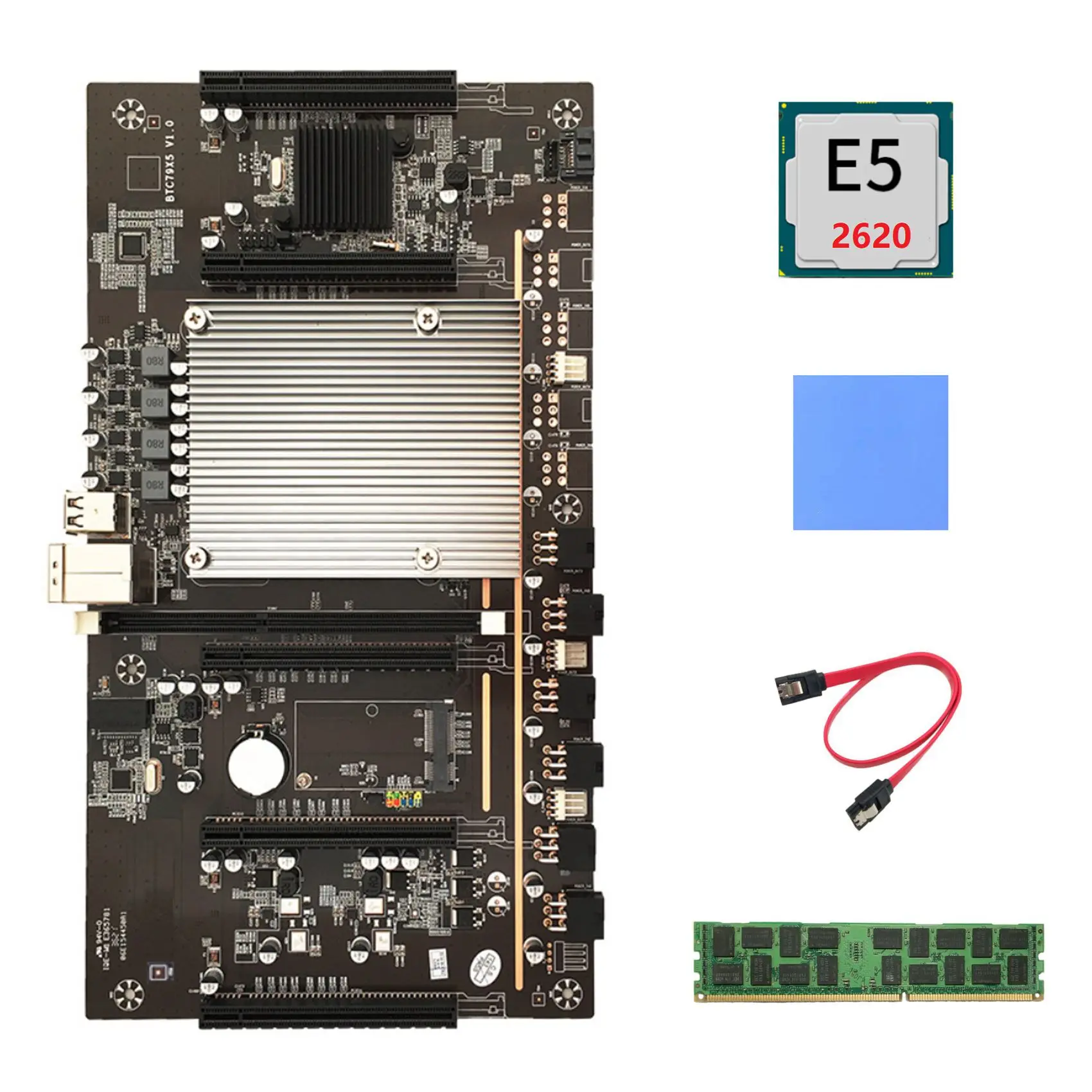 

X79 H61 BTC Mining Motherboard+E5 2620 CPU+RECC 4G DDR3 RAM+SATA Cable+Thermal Pad Support 3060 3080 Graphics Card