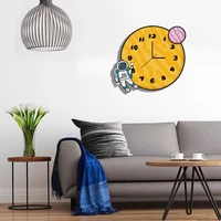 astronaut cartoon creative mute living room bedroom childrens room kindergarten clock wall clock cute fashion decorative clock