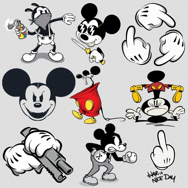

Funny Disney Mickey Mouse Heat Transfer Printing Stickers Iron-on Transfers Patches For Kids Clothing Patches On Clothes