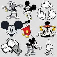 funny disney mickey mouse heat transfer printing stickers iron on transfers patches for kids clothing patches on clothes