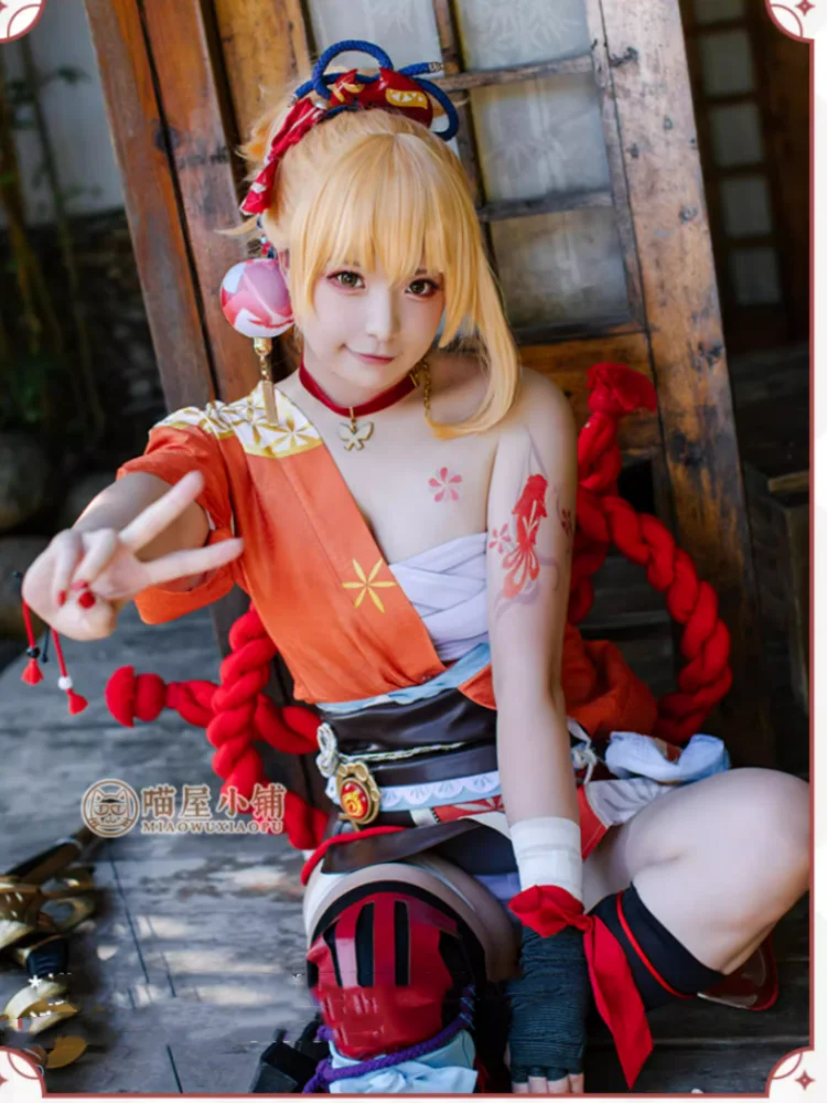 Аниме игра Genshin Impact косплей костюм Yoimiya женское платье одежда для ролевых игр