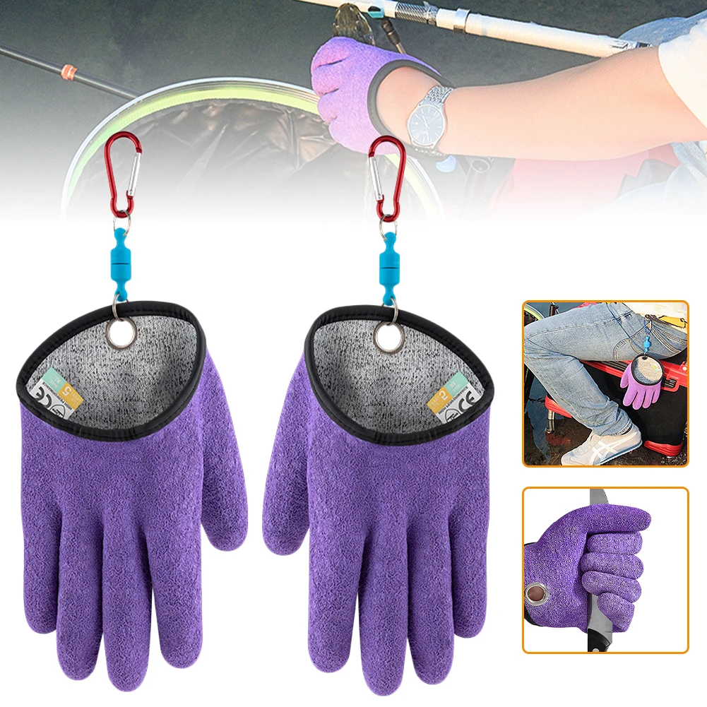

Fishing Gloves Anti-Slip Protect Hand From Puncture Scrapes Fisherman Professional Catch Fish Latex Hunting Gloves Left/Right