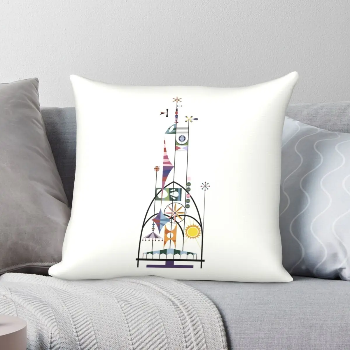 

Квадратный Чехол на подушку с изображением башни Четырёх Ветров из полиэстера и льна
