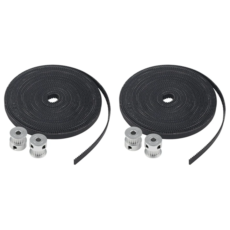 

2Pcs 2M 2GT 6Mm Rubber Pulley Timing Belt + 4Pcs 20T Tooth 5Mm Gear Pulley