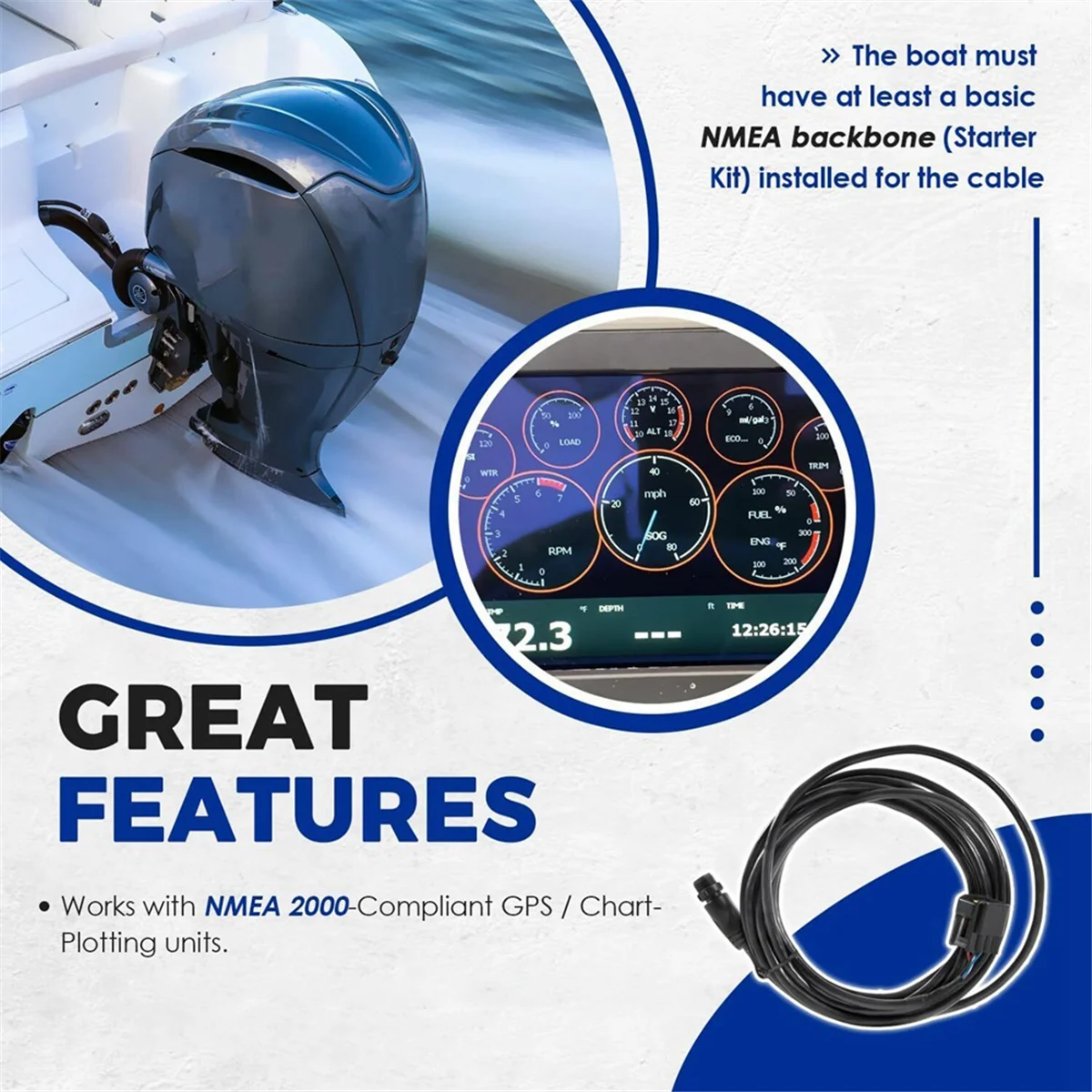 Кабель интерфейса двигателя Yamaha NMEA 0120 7M &amp T для Lowrance Simrad 000-2000-37