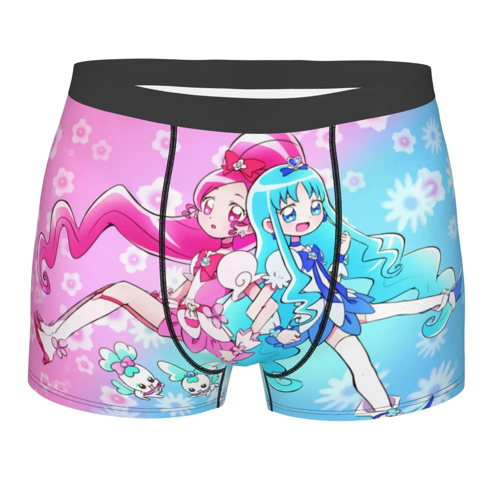

Мужские трусы-боксеры Magic Precure, Аниме Короткие шорты с рисунком сердцебиения, мягкое дышащее нижнее белье с двусторонним принтом, мужские трусы