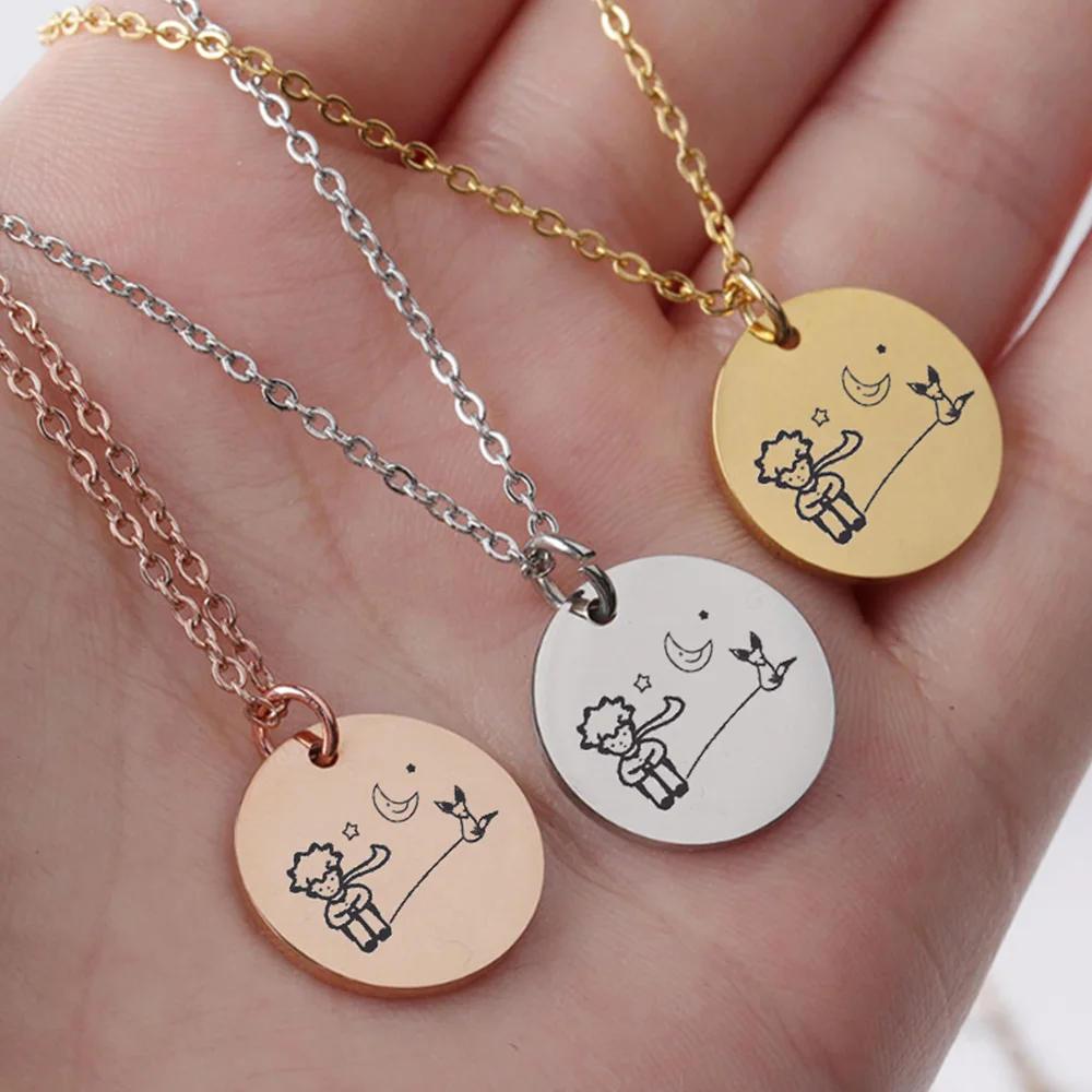 The Little Prince Necklace With Fox Under The Moon Stainless Steel Necklace Special Fairy Tale Wanderlust Fox Jewelry Gifs