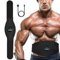ems waist abdominal belt muscle stimulator body slimming lcd display weight loss fitness training home gym diving fabric 110cm