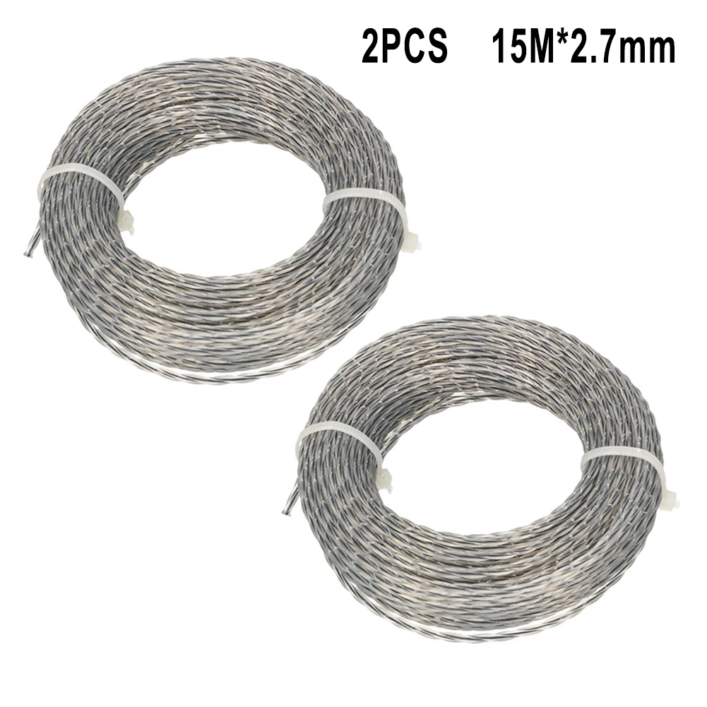 2 Sets Core-reinforced Grass Trimmer Line 2.0 - 3.0 Mm X 15m (30m) Line Spool For Garden Grass Mower Cutter Trimming Lines