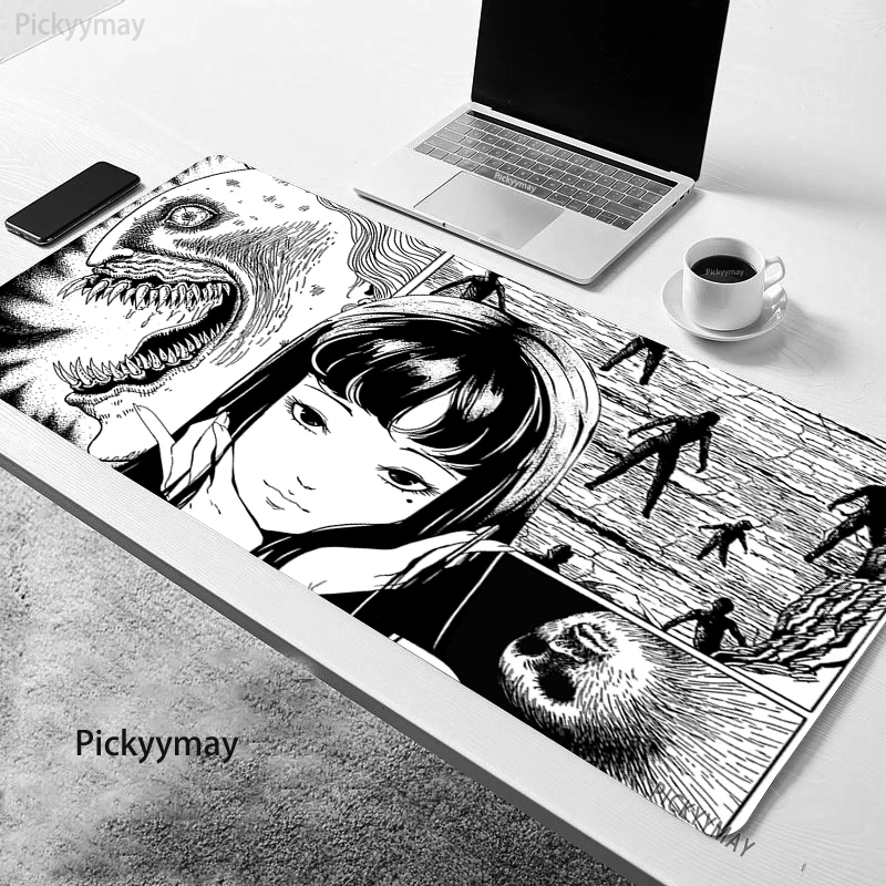 Настольный коврик Junji Ito Tomie, большие коврики для мыши, коврики для мыши с ужасным комиксом, резиновый коврик, большой коврик для мыши, коврики для мыши 100x55 см