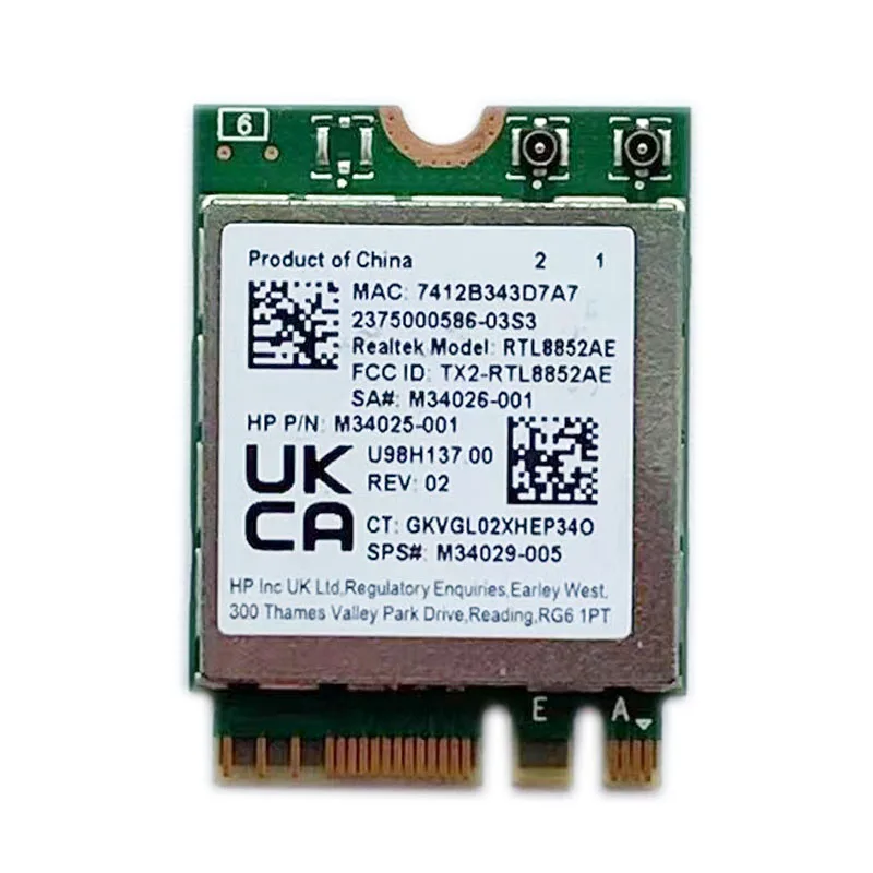 RTL8852AE Wireless Network Card 2.4G/5G WiFi Adapter Dual Band 1200Mbps Bluetooth-compatible 5.2 for Laptop