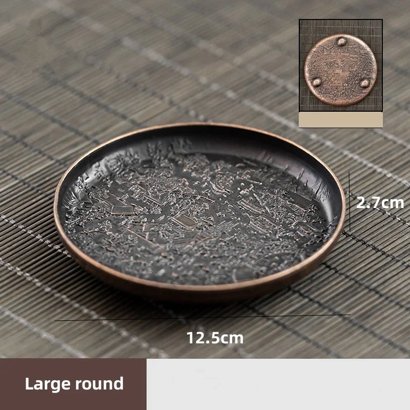 

Поднос Для Чая В Стиле Ретро Из Алюминиевого Сплава, Круглый Японский Стиль Cha Si Yu, Изоляционная Подставка Для Кофе