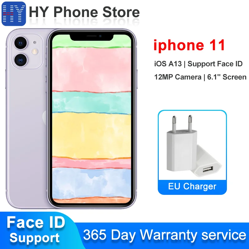 Разблокированный смартфон Apple iPhone 11 128 Гб ПЗУ поддержка распознавания лица iOS A13