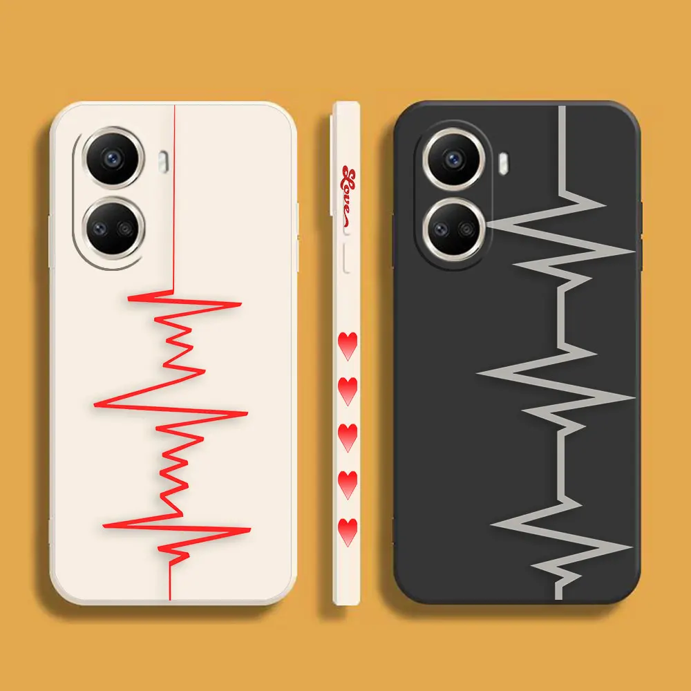 

Simple Love Line Phone Case For Huawei NOVA 7 6 5I 5 4 3 3I 2S 2 8 9 10 SE PRO PLUS 5G Colour Liquid Case Funda Shell Capa