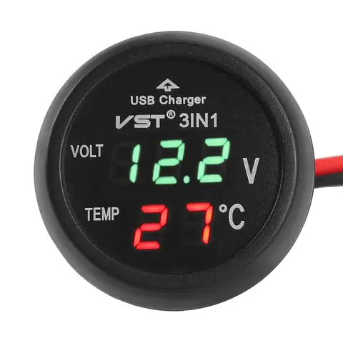 Цифровой женский автомобильный прикуриватель Вольтметр термометр автомобильное зарядное устройство USB 12 В/24 В измеритель температуры Вольтметр 3 в 1