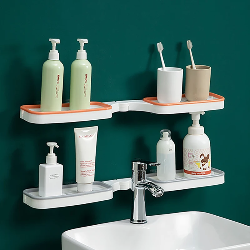 

Wall Mounted Plastic Storage Rack Bathroom Accessories Kitchen Organizer Shelf Organization Home Garden