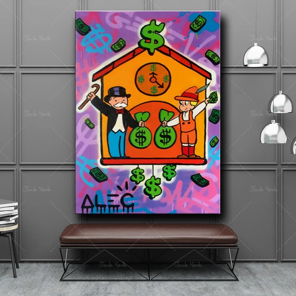 Картина на холсте абстрактный постер Alec Monopoly Richie коробке для часов настенное